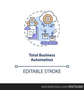 Total business automation concept icon. Industry 4.0 goal idea thin line illustration. Using technology for recurring tasks execution. Vector isolated outline RGB color drawing. Editable stroke. Total business automation concept icon