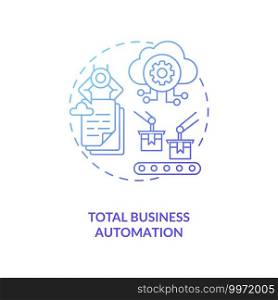 Total business automation concept icon. Industry 4.0 goal idea thin line illustration. Intelligent automation. Enhancing customer experiences. Vector isolated outline RGB color drawing. Total business automation concept icon