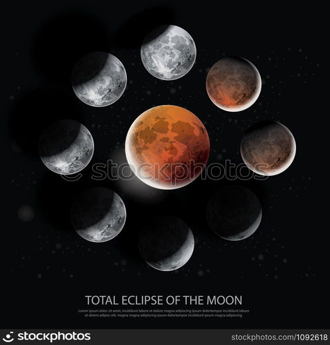 Total Eclipse of the Moon Vector illustration