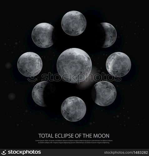 Total Eclipse of the Moon Vector illustration