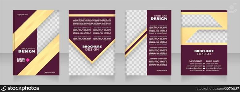 Total value added blank brochure design. Template set with copy space for text. Premade corporate reports collection. Editable 4 paper pages. Syncopate, Poller One, Arial Regular fonts used. Total value added blank brochure design