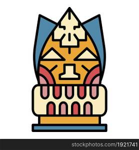 Totem idol icon. Outline totem idol vector icon color flat isolated on white. Totem idol icon color outline vector