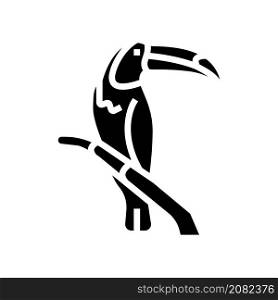 toucan bird in zoo glyph icon vector. toucan bird in zoo sign. isolated contour symbol black illustration. toucan bird in zoo glyph icon vector illustration
