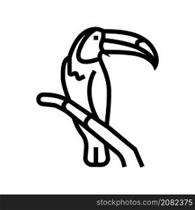 toucan bird in zoo line icon vector. toucan bird in zoo sign. isolated contour symbol black illustration. toucan bird in zoo line icon vector illustration