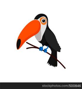 Toucan icon in cartoon style on a white background. Toucan icon, cartoon style