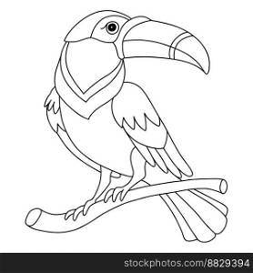 Toucan tangle design. Hand drawn doodle vector illustration. Template with simple shapes to create a complex decorative coloring. Exotic bird front view for coloring page, tattoo, print, puzzle.. Toucan exotic bird coloring template vector illustration