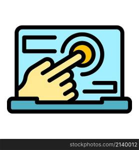 Touch assistance icon. Outline touch assistance vector icon color flat isolated. Touch assistance icon color outline vector