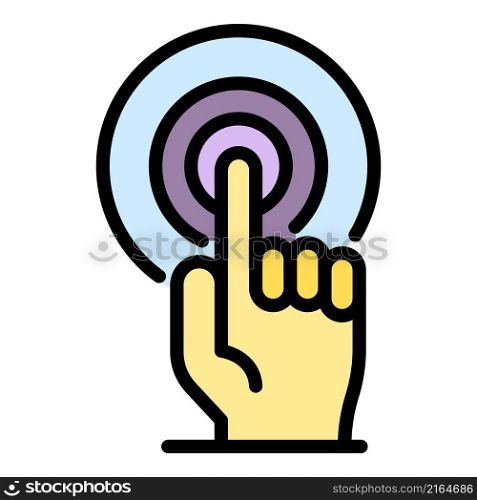 Touch authentication icon. Outline touch authentication vector icon color flat isolated. Touch authentication icon color outline vector