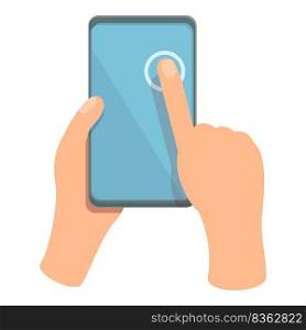 Touch cell icon cartoon vector. Screen hand. App call. Touch cell icon cartoon vector. Screen hand