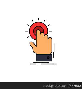 touch, click, hand, on, start Flat Color Icon Vector