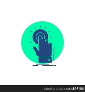 touch, click, hand, on, start Glyph Icon.. Vector EPS10 Abstract Template background