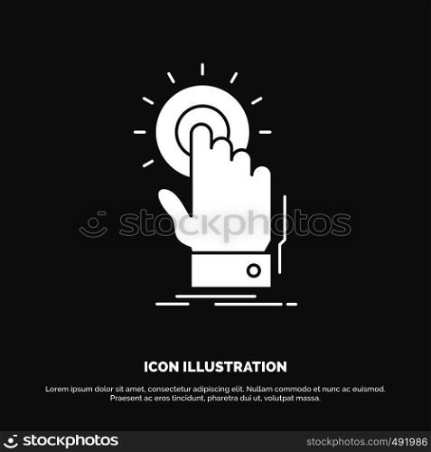 touch, click, hand, on, start Icon. glyph vector symbol for UI and UX, website or mobile application. Vector EPS10 Abstract Template background