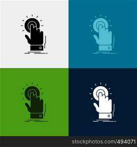 touch, click, hand, on, start Icon Over Various Background. glyph style design, designed for web and app. Eps 10 vector illustration. Vector EPS10 Abstract Template background
