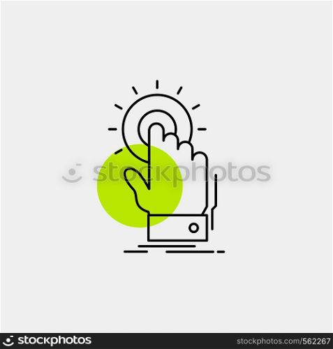 touch, click, hand, on, start Line Icon. Vector EPS10 Abstract Template background