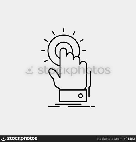 touch, click, hand, on, start Line Icon. Vector isolated illustration. Vector EPS10 Abstract Template background