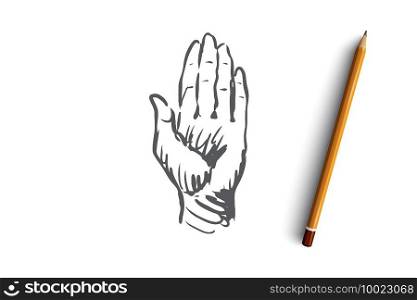 Touch, hand, finger, gesture, press concept. Hand drawn human hand concept sketch. Isolated vector illustration.. Touch, hand, finger, gesture, press concept. Hand drawn isolated vector.