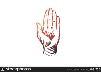 Touch, hand, finger, gesture, press concept. Hand drawn human hand concept sketch. Isolated vector illustration.. Touch, hand, finger, gesture, press concept. Hand drawn isolated vector.