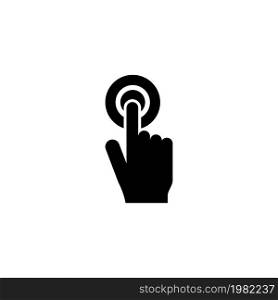 Touch Hand. Flat Vector Icon. Simple black symbol on white background. Touch Hand Flat Vector Icon