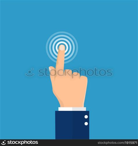 Touch icon concept. Hand touch , push or press sign. Vector illustration in flat style. Touch icon concept.