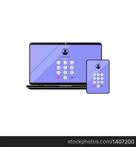 Touch ID or enter passcode, password, interface on laptop, desktop, computer, tablet icon flat on isolated white background. EPS 10 vector. Touch ID or enter passcode, password, interface on laptop, desktop, computer, tablet icon flat on isolated white background. EPS 10 vector.