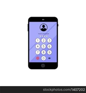 Touch ID or enter passcode, password, interface on smarrtphone icon flat on isolated white background. EPS 10 vector.. Touch ID or enter passcode, password, interface on smarrtphone icon flat on isolated white background. EPS 10 vector