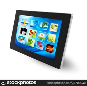 touch pad pc with icons. Vector.