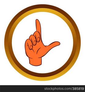 Touch screen hand gestures vector icon in golden circle, cartoon style isolated on white background. Touch screen hand gestures vector icon