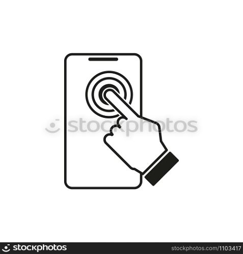 touch screen on phone icon isolate on white background. touch screen on phone icon on white background