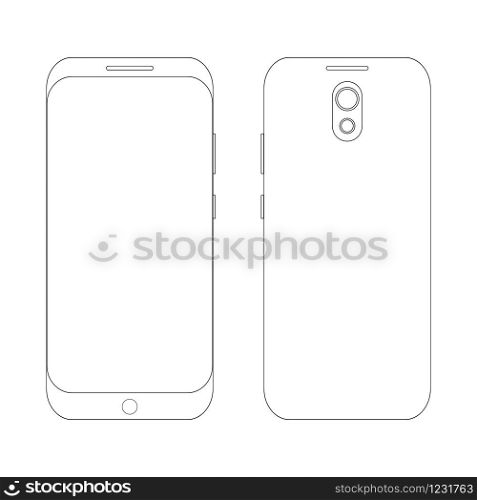 Touch screen phone icon in front and behind the white background