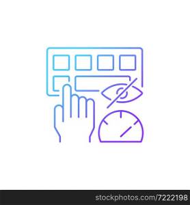 Touch typing gradient linear vector icon. Computer keyboard skill. Blind typing. Building muscle memory. Increase speed. Thin line color symbol. Modern style pictogram. Vector isolated outline drawing. Touch typing gradient linear vector icon