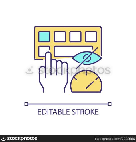 Touch typing RGB color icon. Computer keyboard skills. Blind typing. Increasing speed. Building muscle memory. Isolated vector illustration. Simple filled line drawing. Editable stroke. Touch typing RGB color icon
