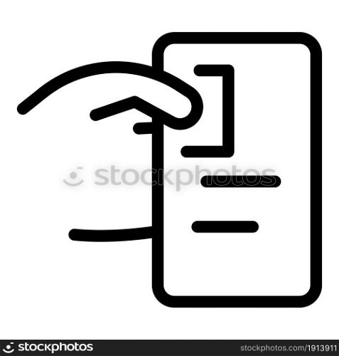 Touchscreen phone icon outline vector. Smart cell. Hand cellphone. Touchscreen phone icon outline vector. Smart cell