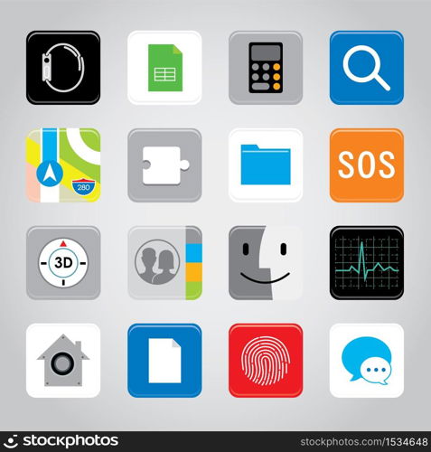 Touchscreen smart phone mobile application button Icon Vector illustration