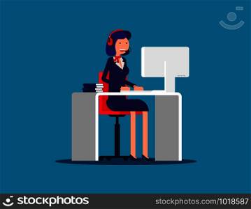 Tour booking. Travel agency office worker friendly smiling behind desk. Concept your travel agent vector illustration.