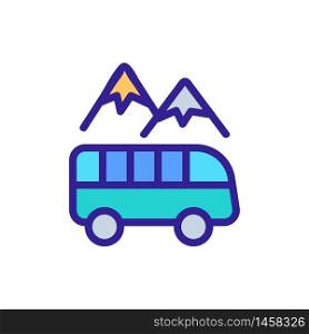 tour bus among mountains icon vector. tour bus among mountains sign. color symbol illustration. tour bus among mountains icon vector outline illustration