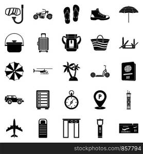 Tour guide icons set. Simple set of 25 tour guide vector icons for web isolated on white background. Tour guide icons set, simple style