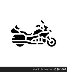 touring motorcycle glyph icon vector. touring motorcycle sign. isolated contour symbol black illustration. touring motorcycle glyph icon vector illustration