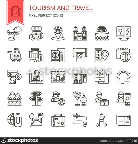 Tourism and Travel , Thin Line and Pixel Perfect Icons