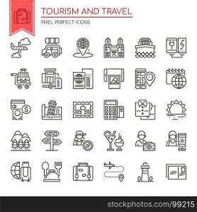 Tourism and Travel , Thin Line and Pixel Perfect Icons