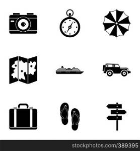 Tourism at sea icons set. Simple illustration of 9 tourism at sea vector icons for web. Tourism at sea icons set, simple style