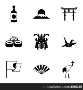 Tourism in Japan icons set. Simple illustration of 9 tourism in Japan vector icons for web. Tourism in Japan icons set, simple style
