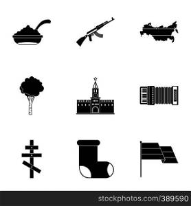 Tourism in Russia icons set. Simple illustration of 9 tourism in Russia vector icons for web. Tourism in Russia icons set, simple style