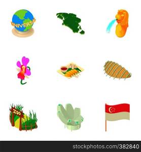 Tourism in Singapore icons set. Cartoon illustration of 9 tourism in Singapore vector icons for web. Tourism in Singapore icons set, cartoon style
