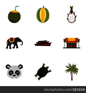 Tourism in Thailand icons set. Flat illustration of 9 tourism in Thailand vector icons for web. Tourism in Thailand icons set, flat style