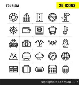 Tourism Line Icon Pack For Designers And Developers. Icons Of Temperature, Thermometer, Weather, No Smoking, Tourism, Travel, Smoking, Vector