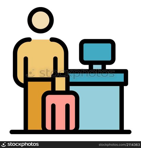 Tourism manager office icon. Outline tourism manager office vector icon color flat isolated. Tourism manager office icon color outline vector