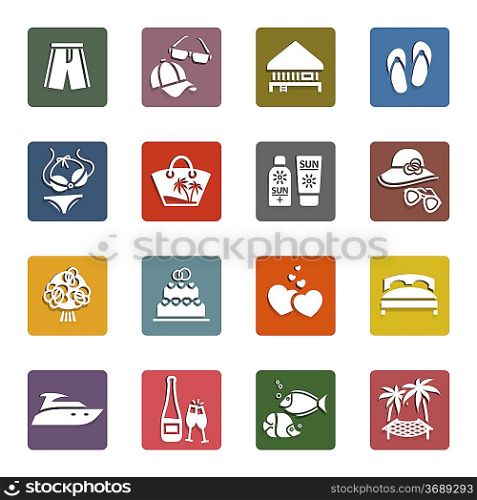 Tourism, Recreation & Vacation, icons set