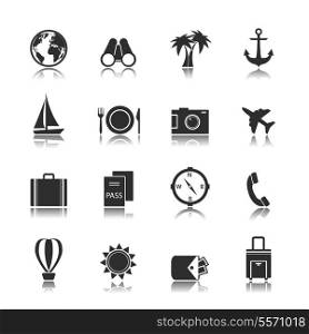 Tourism travel interface elements of compass camera food and anchor vector illustration