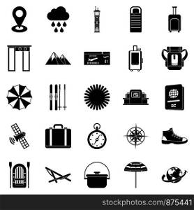 Tourist assistance icons set. Simple set of 25 tourist assistance vector icons for web isolated on white background. Tourist assistance icons set, simple style