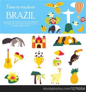 Tourist background welcome to Brazil with different elements and landmarks. Tourist background welcome to Brazil with different elements and landmarks.